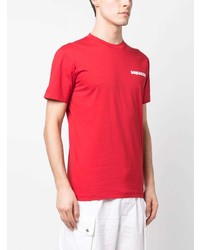 rotes bedrucktes T-Shirt mit einem Rundhalsausschnitt von DSQUARED2