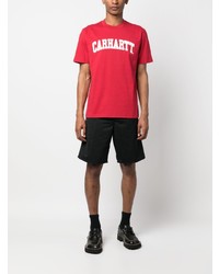 rotes bedrucktes T-Shirt mit einem Rundhalsausschnitt von Carhartt WIP