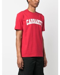 rotes bedrucktes T-Shirt mit einem Rundhalsausschnitt von Carhartt WIP