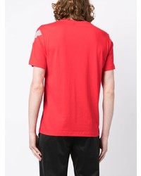 rotes bedrucktes T-Shirt mit einem Rundhalsausschnitt von Ea7 Emporio Armani