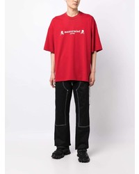 rotes bedrucktes T-Shirt mit einem Rundhalsausschnitt von Mastermind Japan