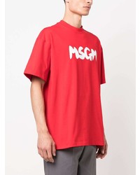 rotes bedrucktes T-Shirt mit einem Rundhalsausschnitt von MSGM