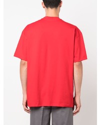 rotes bedrucktes T-Shirt mit einem Rundhalsausschnitt von MSGM