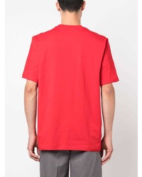 rotes bedrucktes T-Shirt mit einem Rundhalsausschnitt von MSGM