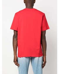 rotes bedrucktes T-Shirt mit einem Rundhalsausschnitt von MSGM