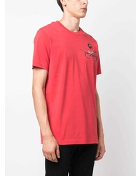 rotes bedrucktes T-Shirt mit einem Rundhalsausschnitt von Philipp Plein