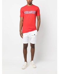 rotes bedrucktes T-Shirt mit einem Rundhalsausschnitt von DSQUARED2