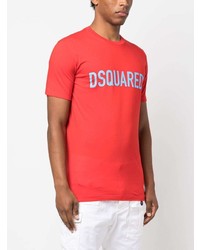 rotes bedrucktes T-Shirt mit einem Rundhalsausschnitt von DSQUARED2