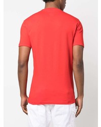 rotes bedrucktes T-Shirt mit einem Rundhalsausschnitt von DSQUARED2