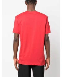 rotes bedrucktes T-Shirt mit einem Rundhalsausschnitt von Moschino