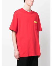 rotes bedrucktes T-Shirt mit einem Rundhalsausschnitt von Ferrari