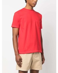 rotes bedrucktes T-Shirt mit einem Rundhalsausschnitt von FURSAC