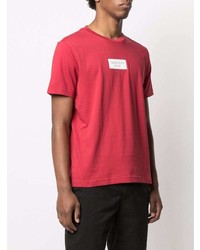 rotes bedrucktes T-Shirt mit einem Rundhalsausschnitt von Calvin Klein