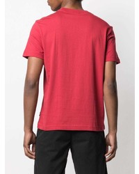 rotes bedrucktes T-Shirt mit einem Rundhalsausschnitt von Calvin Klein