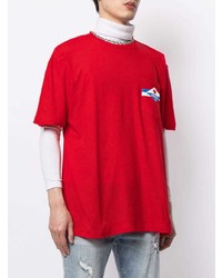 rotes bedrucktes T-Shirt mit einem Rundhalsausschnitt von DSQUARED2