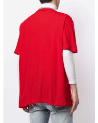 rotes bedrucktes T-Shirt mit einem Rundhalsausschnitt von DSQUARED2