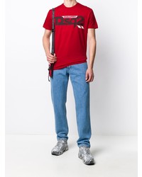 rotes bedrucktes T-Shirt mit einem Rundhalsausschnitt von DSQUARED2