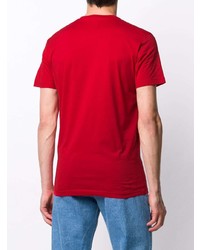 rotes bedrucktes T-Shirt mit einem Rundhalsausschnitt von DSQUARED2