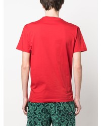 rotes bedrucktes T-Shirt mit einem Rundhalsausschnitt von DSQUARED2