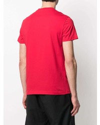 rotes bedrucktes T-Shirt mit einem Rundhalsausschnitt von VERSACE JEANS COUTURE