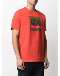 rotes bedrucktes T-Shirt mit einem Rundhalsausschnitt von PS Paul Smith