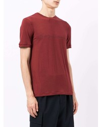 rotes bedrucktes T-Shirt mit einem Rundhalsausschnitt von Giorgio Armani