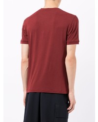 rotes bedrucktes T-Shirt mit einem Rundhalsausschnitt von Giorgio Armani