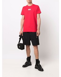 rotes bedrucktes T-Shirt mit einem Rundhalsausschnitt von Diesel