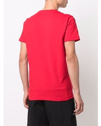 rotes bedrucktes T-Shirt mit einem Rundhalsausschnitt von Diesel