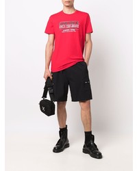 rotes bedrucktes T-Shirt mit einem Rundhalsausschnitt von Diesel