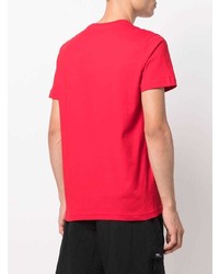 rotes bedrucktes T-Shirt mit einem Rundhalsausschnitt von Diesel