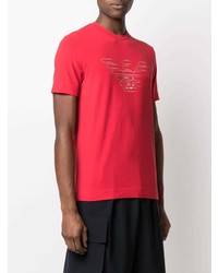 rotes bedrucktes T-Shirt mit einem Rundhalsausschnitt von Emporio Armani