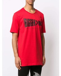 rotes bedrucktes T-Shirt mit einem Rundhalsausschnitt von Philipp Plein