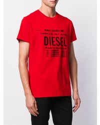 rotes bedrucktes T-Shirt mit einem Rundhalsausschnitt von Diesel