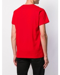 rotes bedrucktes T-Shirt mit einem Rundhalsausschnitt von Diesel