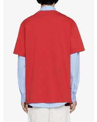 rotes bedrucktes T-Shirt mit einem Rundhalsausschnitt von Gucci