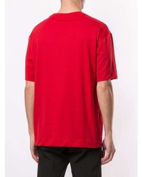 rotes bedrucktes T-Shirt mit einem Rundhalsausschnitt von Emporio Armani