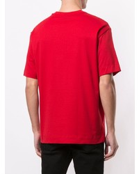 rotes bedrucktes T-Shirt mit einem Rundhalsausschnitt von Emporio Armani