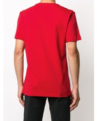 rotes bedrucktes T-Shirt mit einem Rundhalsausschnitt von Moschino