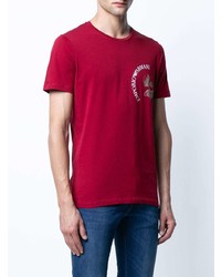 rotes bedrucktes T-Shirt mit einem Rundhalsausschnitt von Emporio Armani