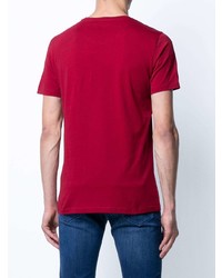 rotes bedrucktes T-Shirt mit einem Rundhalsausschnitt von Emporio Armani