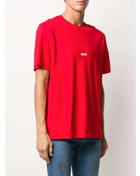 rotes bedrucktes T-Shirt mit einem Rundhalsausschnitt von MSGM