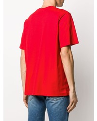 rotes bedrucktes T-Shirt mit einem Rundhalsausschnitt von MSGM