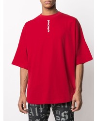 rotes bedrucktes T-Shirt mit einem Rundhalsausschnitt von Palm Angels