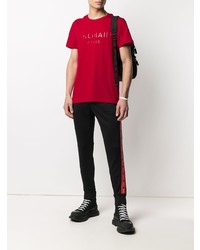 rotes bedrucktes T-Shirt mit einem Rundhalsausschnitt von Balmain