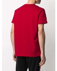 rotes bedrucktes T-Shirt mit einem Rundhalsausschnitt von Balmain