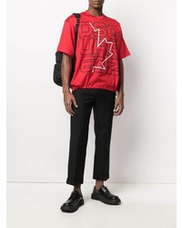 rotes bedrucktes T-Shirt mit einem Rundhalsausschnitt von DSQUARED2