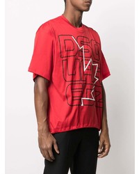 rotes bedrucktes T-Shirt mit einem Rundhalsausschnitt von DSQUARED2