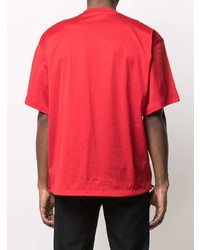 rotes bedrucktes T-Shirt mit einem Rundhalsausschnitt von DSQUARED2