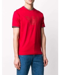 rotes bedrucktes T-Shirt mit einem Rundhalsausschnitt von Emporio Armani